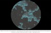 Matière noire dans l'amas de Coma, représentée par des nuages ​​verts au-dessus de l'amas de Coma et des galaxies lointaines, vue par le télescope Subaru. Crédits : HyeongHan et al