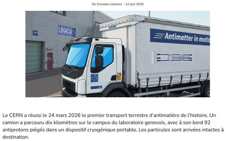 europeanscientist - Le CERN transporte pour la première fois des antiprotons par la route