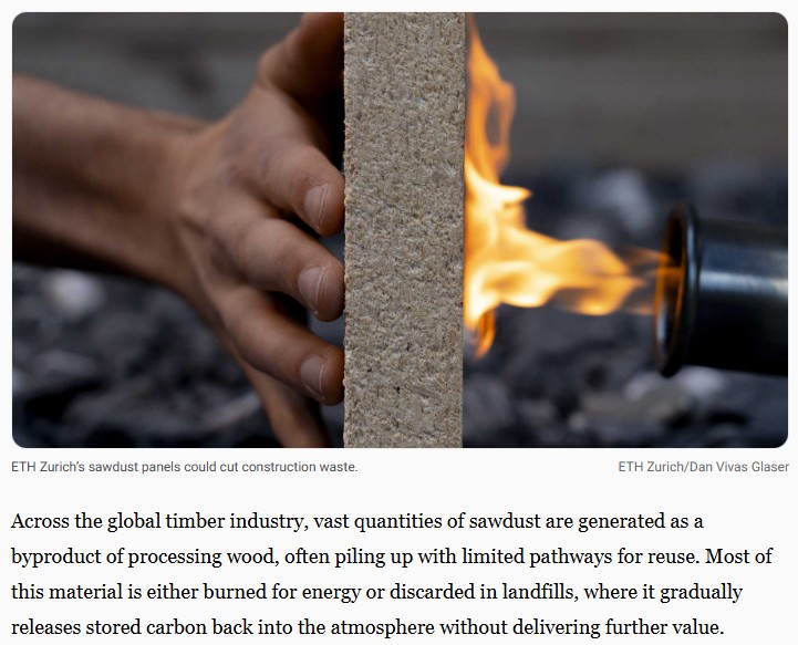 interestingengineering - Sawdust waste turned into fire-resistant building panels, could reduce construction waste