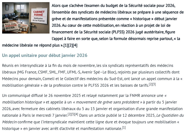 caducee - Les médecins libéraux unis annoncent une mobilisation « historique » en janvier (2026)