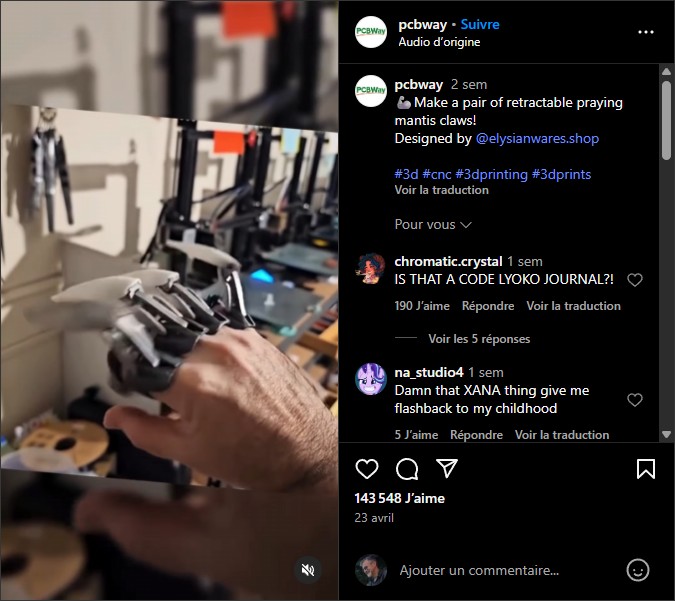 pcbway - Make a pair of retractable praying mantis claws