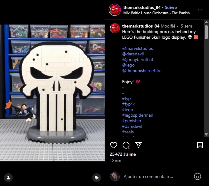 themarkstudios_84 - Here’s the building process behind my LEGO Punisher Skull logo display.