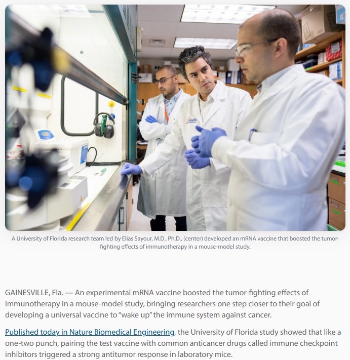 ufhealth - Surprising finding could pave way for universal cancer vaccine (sur la souris)