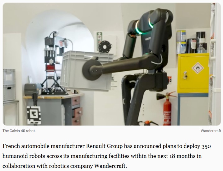 interestingengineering - French carmaker to deploy 350 humanoid robots for logistics and heavy tasks in factories
