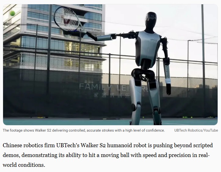 interestingengineering - Video: China’s humanoid robot hits ‘perfect strokes’ in tennis practice with human
