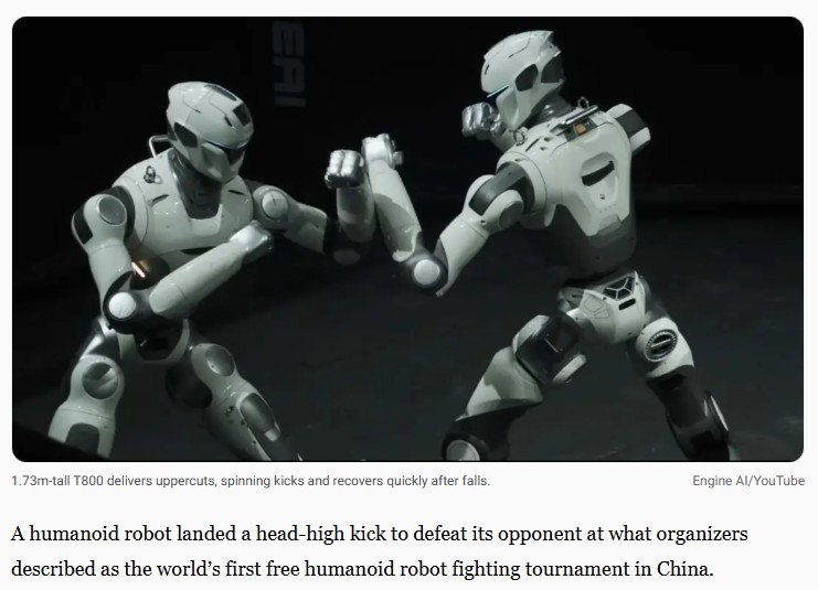 interestingengineering - Humanoid robot lands head-high kick during ‘world’s first freestyle’ fighting in China