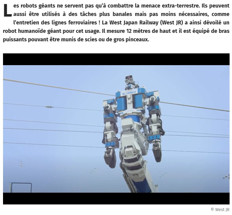 JDG - Un robot géant va entretenir les voies ferrées au Japon