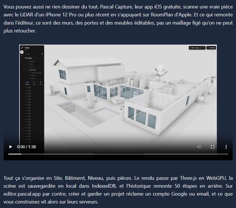 Korben - Pascal Editor - Le plan 3D se dessine pendant que Claude bosse