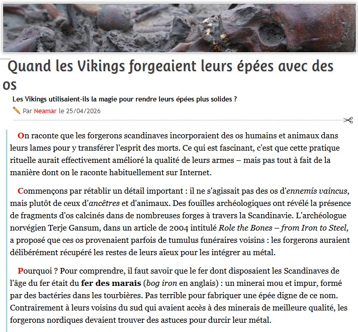 omnilogie - Quand les Vikings forgeaient leurs épées avec des os