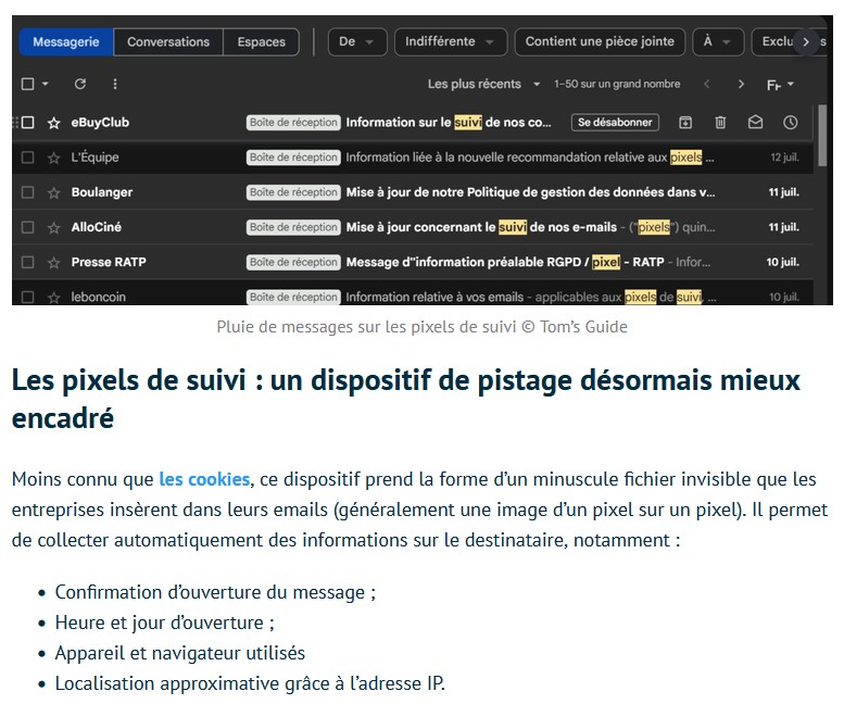 tomsguide - Pourquoi ces emails sur les pixels de suivi envahissent votre boîte de réception