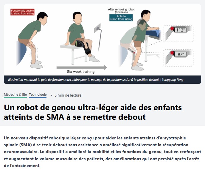 trustmyscience - Un robot de genou ultra-léger aide des enfants atteints de SMA à se remettre debout