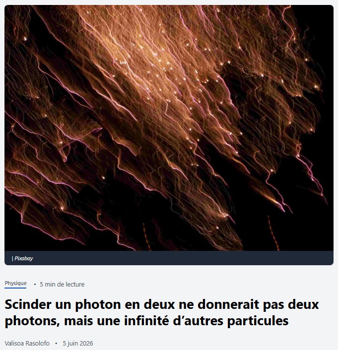 trustmyscience - Scinder un photon en deux ne donnerait pas deux photons, mais une infinité d’autres particules