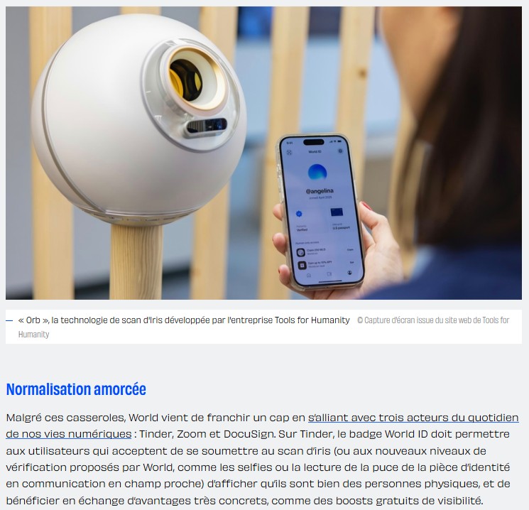usbeketrica - Sam Altman veut scanner vos yeux pour prouver que vous êtes humain sur Tinder, Zoom et DocuSign