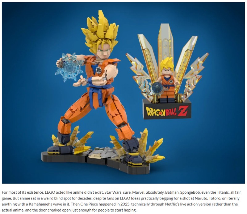 yankodesign - Someone Built A 1,064-Piece LEGO Super Saiyan Goku And It Looks Stunning