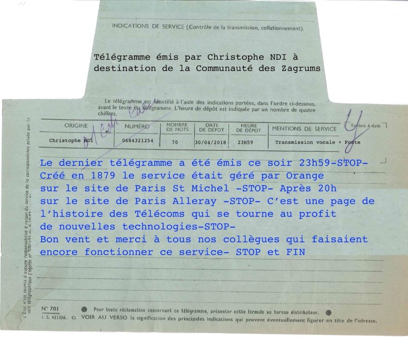 Le 30 avril 2018 à 23h59 Orange vient d’envoyer le dernier télégramme en France.jpg
