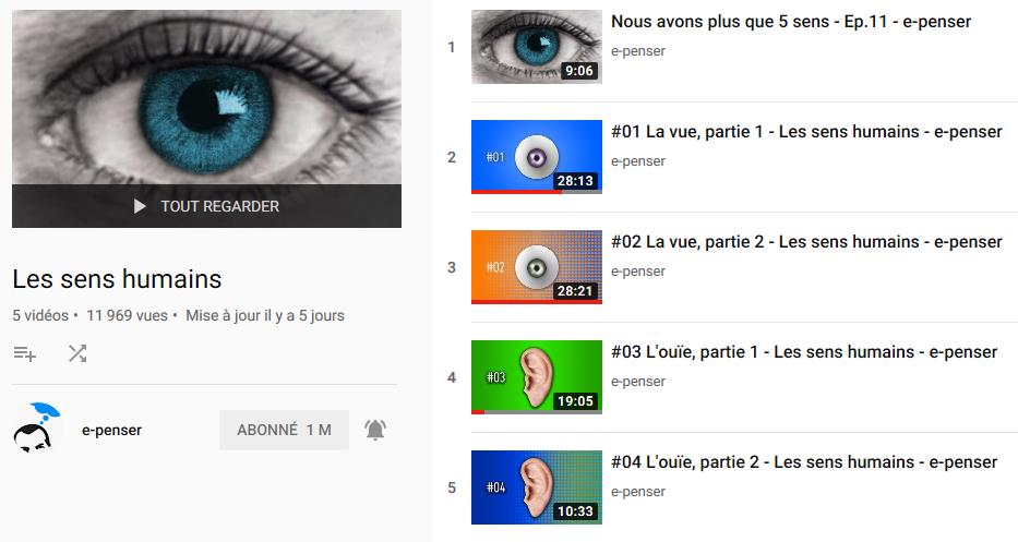 Youtube.com e-penser - L'ouïe, partie 1 et 2 - Les sens humains.jpg