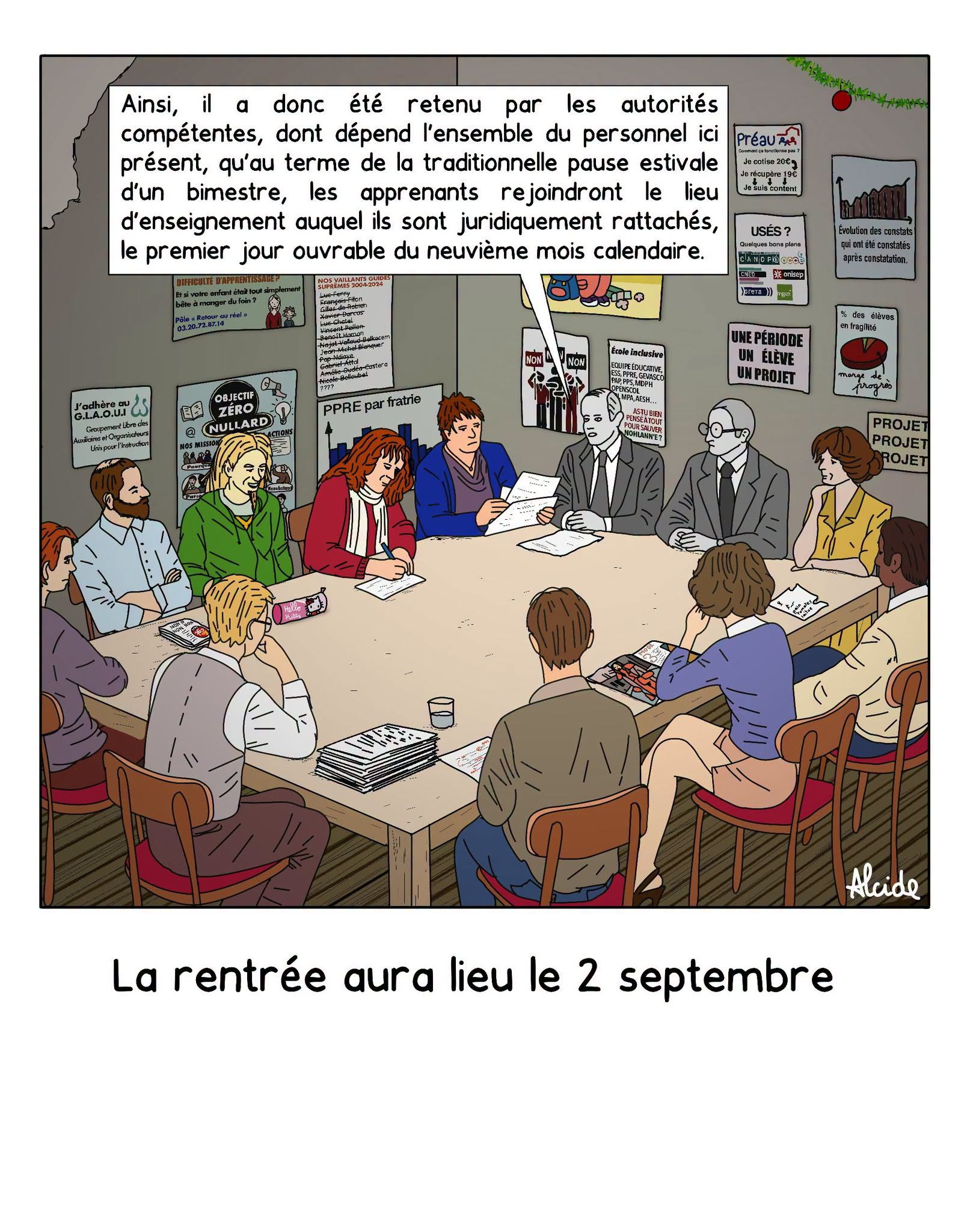 Alcide Dessine - Courage et force à mes (ex) collègues qui reprennent dès aujourd'hui le chemin de l'école