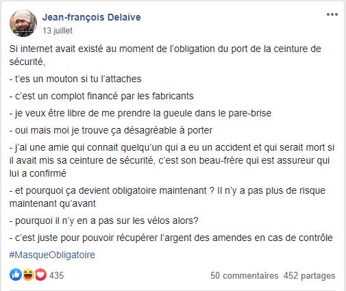 facebook.com Jean-françois Delaive  Si internet avait existé au moment de l’obligation du port de la ceinture de sécurité.jpg