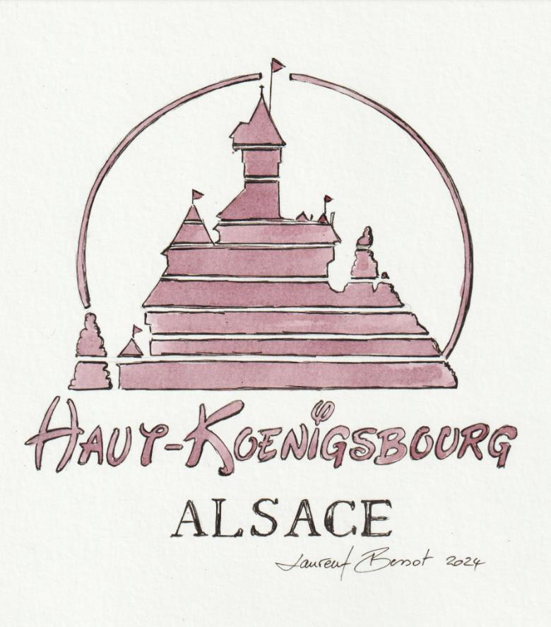 La silhouette ultra connue d'un château du Centre Alsace vue à la façon d'un studio d'animation américain.