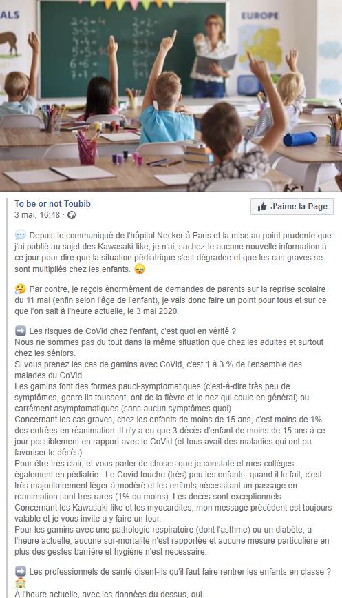 facebook.com To be or not Toubib - son avis sur le retour à l'école des enfants.jpg