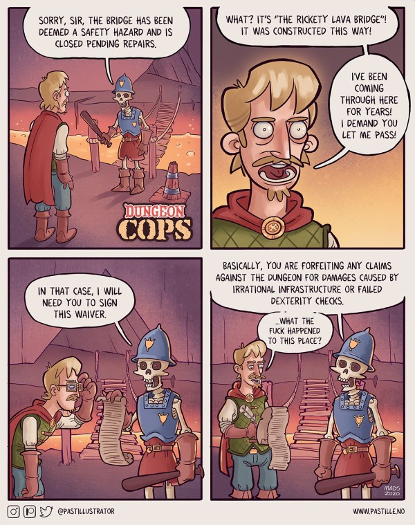 geeksaresexy.net dungeon-cops-the-rickety-lava-bridge-comic.jpg