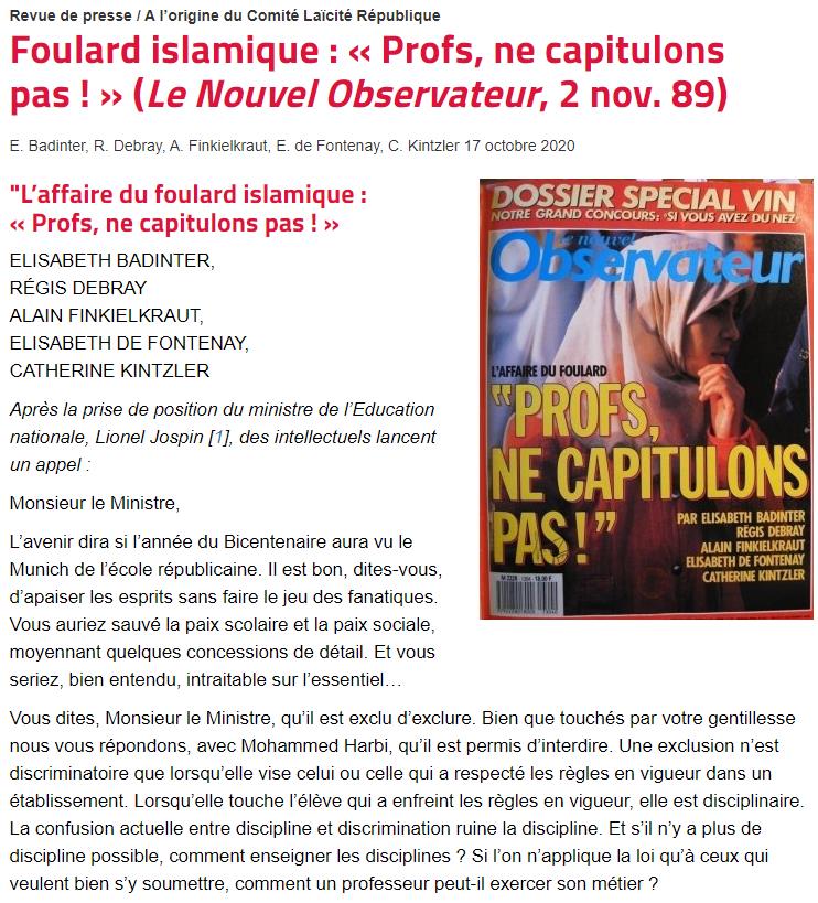 laicite-republique.org foulard-islamique-profs-ne-capitulons-pas-le-nouvel-observateur-2-nov-89.jpg