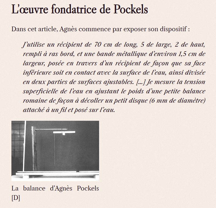 petiteshistoiresdessciences - 1891, la tension superficielle d’Agnès Pockels