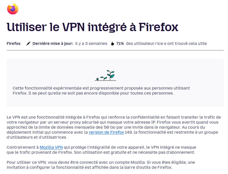 Firefox - Utiliser le VPN intégré à Firefox