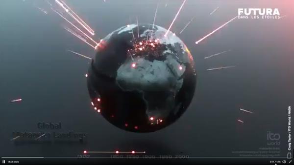 twitter.com Animation montrant à l’échelle mondiale toutes les météorites connues sur Terre de 1500 à 2013.jpg