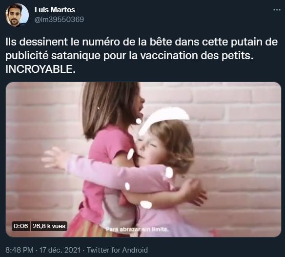 twitter.com Luis Martos - Ils dessinent le numéro de la bête dans cette putain de publicité satanique pour la vaccination des petits.  INCROYABLE.jpg