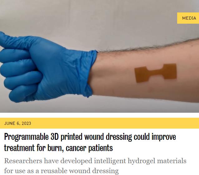 Waterloo University Programmable 3D printed wound dressing could